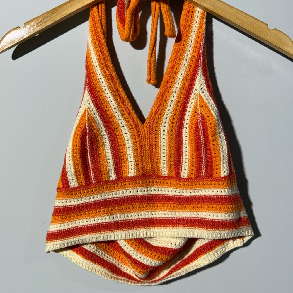 Striped Halter Knit Top. No Size - Fits like L